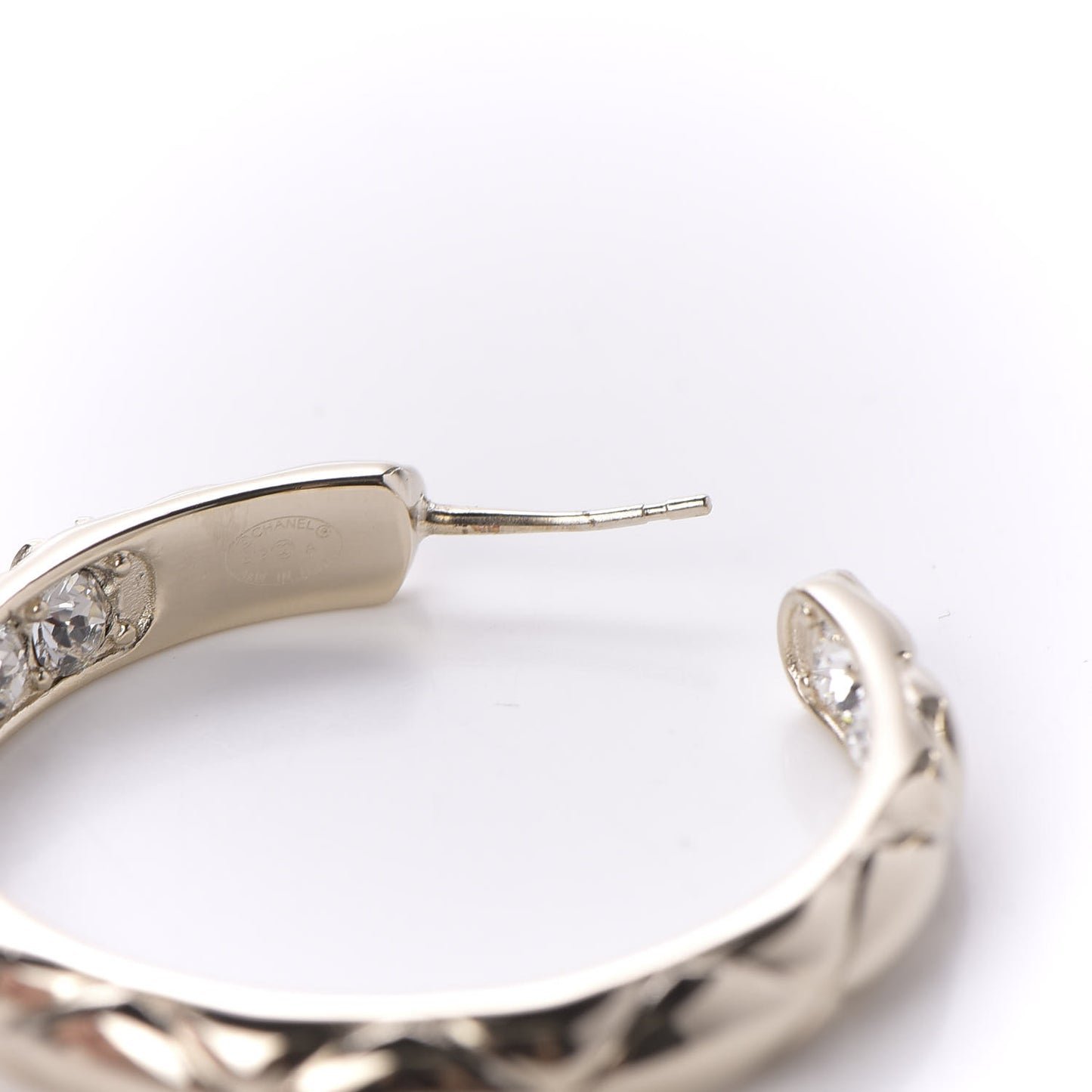 Crystal Quilted CC Hoop Earrings Gold