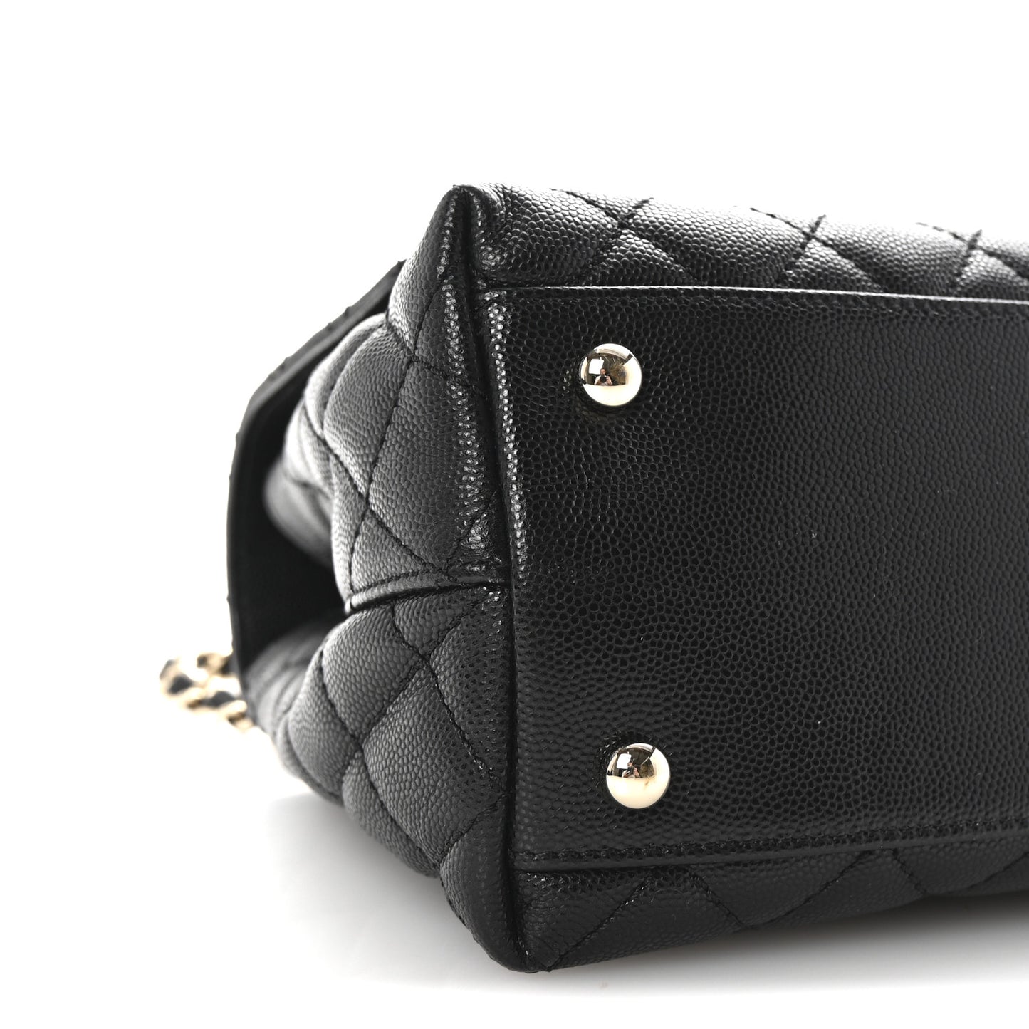 Caviar Quilted Small Coco Handle Flap Black