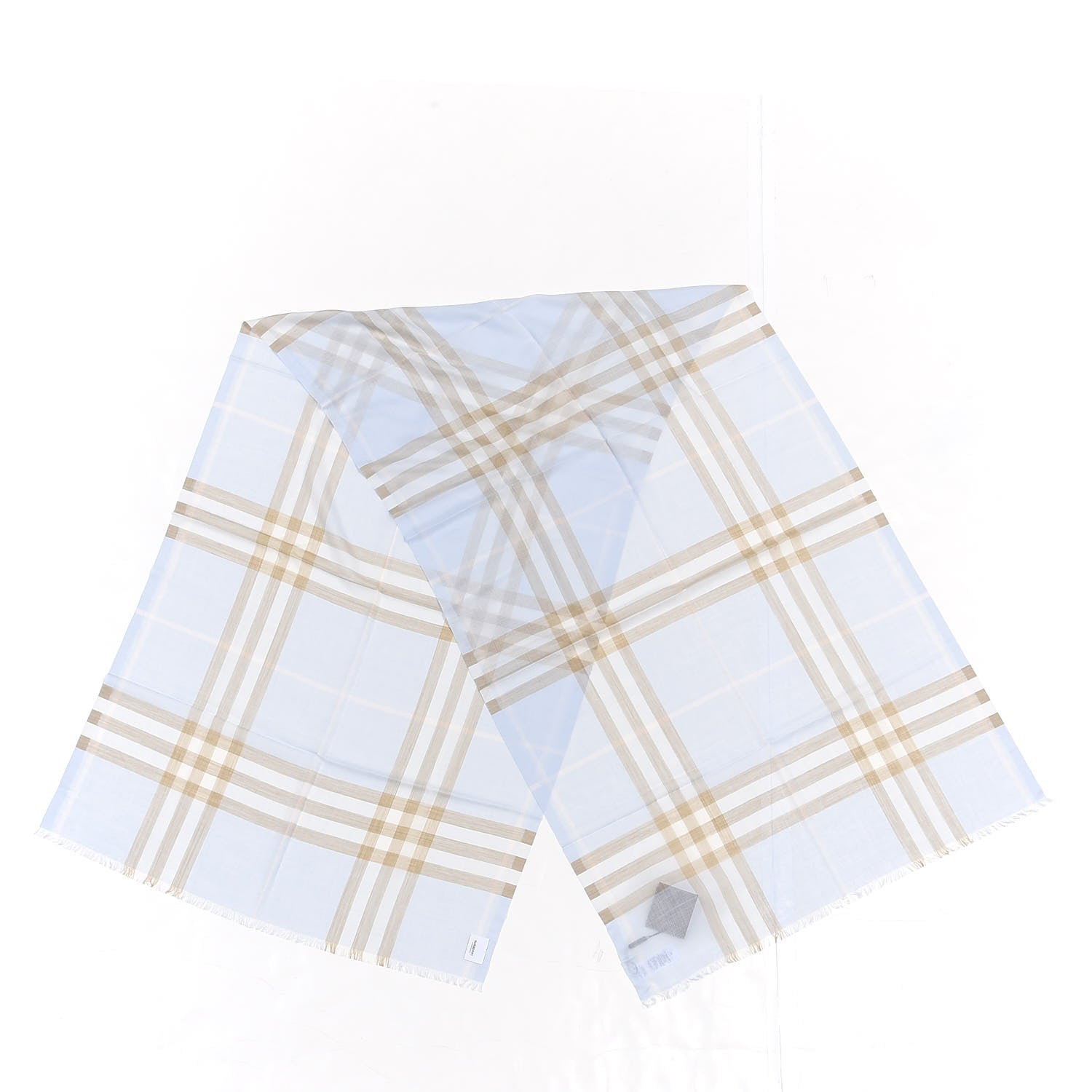 Burberry Wool Silk Gauze Giant Check Lightweight Scarf Pale Blue Archive Beige 2 of 4