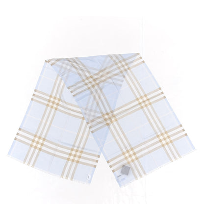 Burberry Wool Silk Gauze Giant Check Lightweight Scarf Pale Blue Archive Beige 2 of 4
