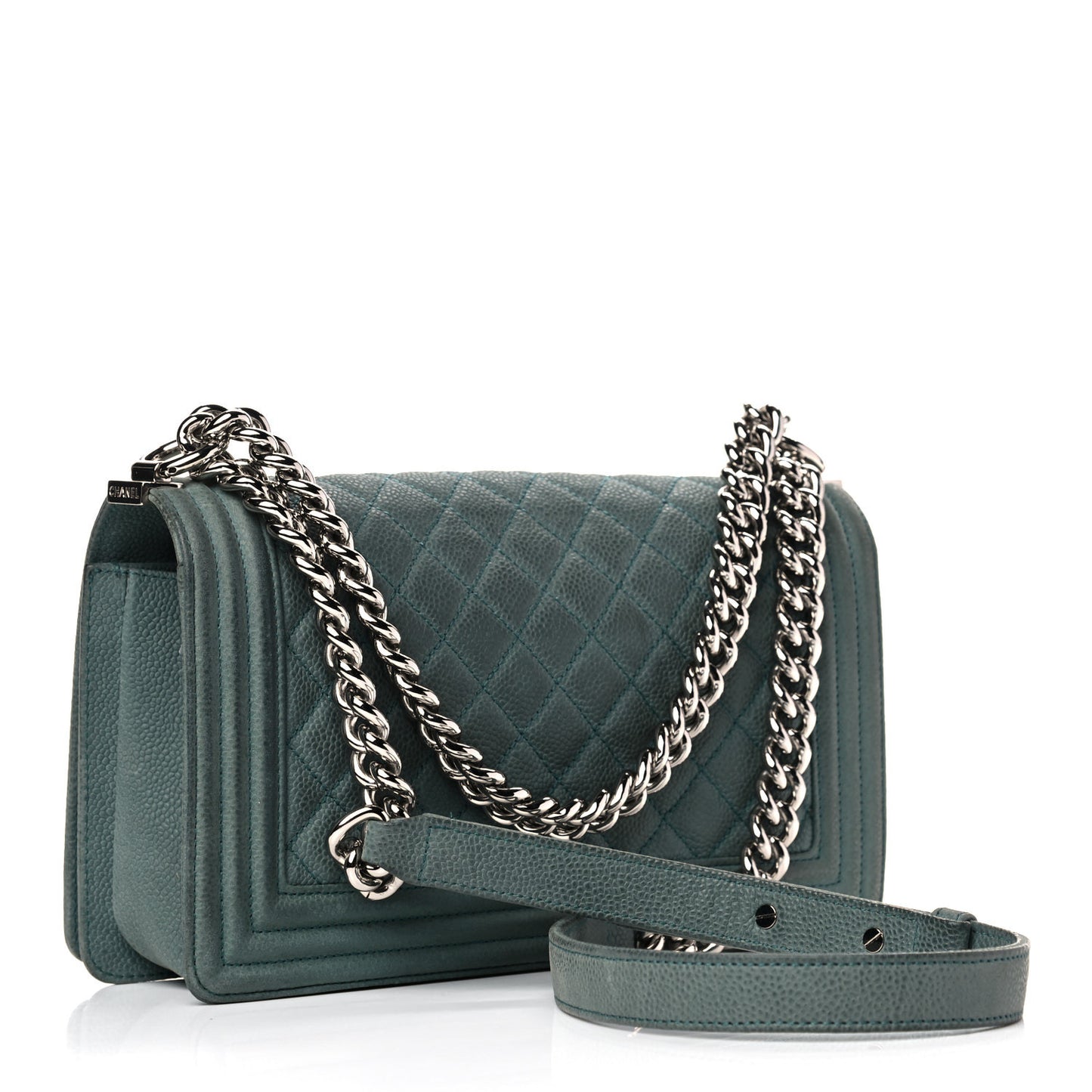 Caviar Quilted Medium Boy Flap Vert Fonce