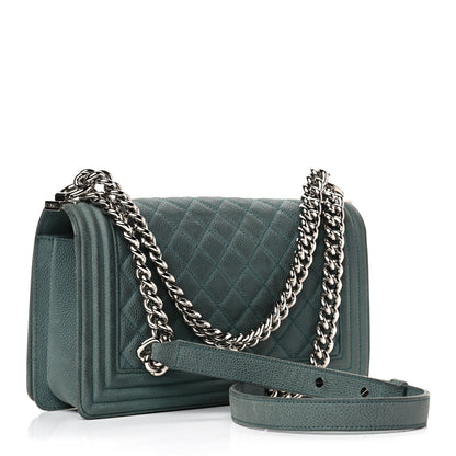 Chanel Caviar Quilted Medium Boy Flap Vert Fonce 3 of 20