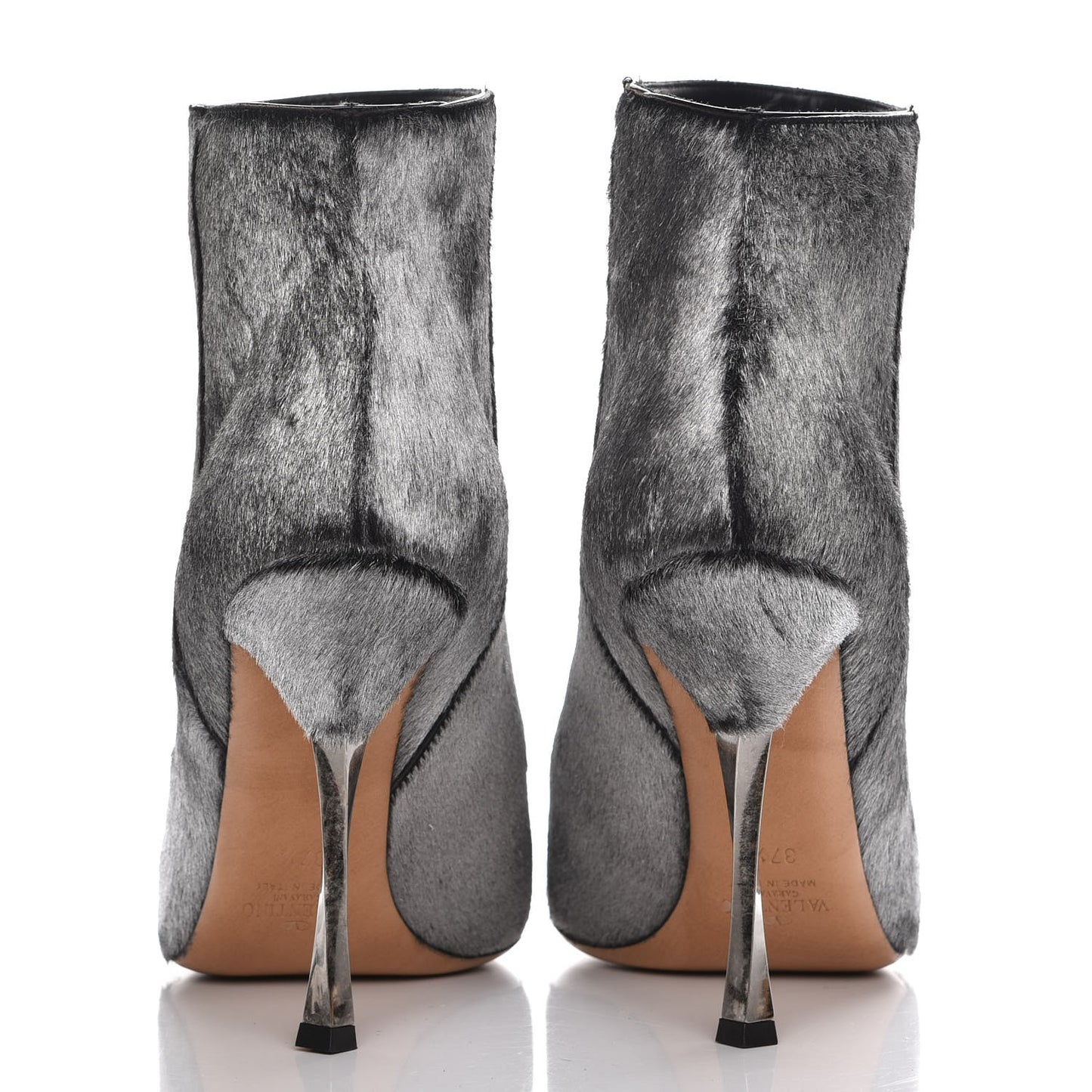 Dyed Calf Hair Ankle Boots 37.5 Silver