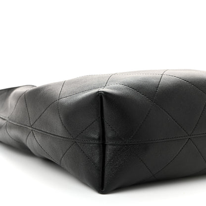 Chanel Shiny Lambskin Quilted Medium Hobo Black 17 of 21
