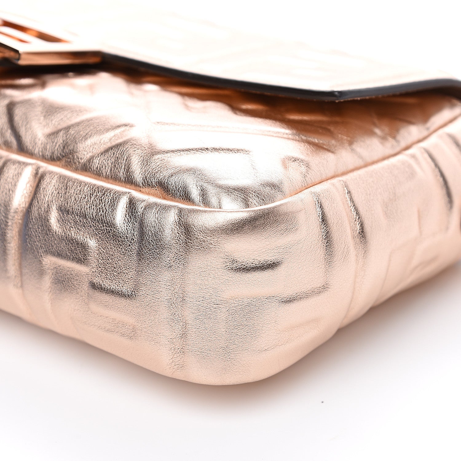 Fendi Vitello Laminato FF 1974 Embossed Baguette Rame 8 of 9