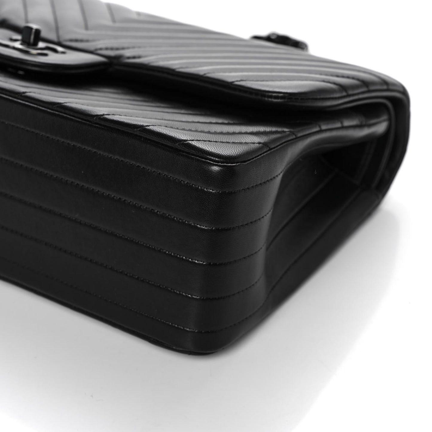 Lambskin Chevron Quilted Jumbo Double Flap So Black
