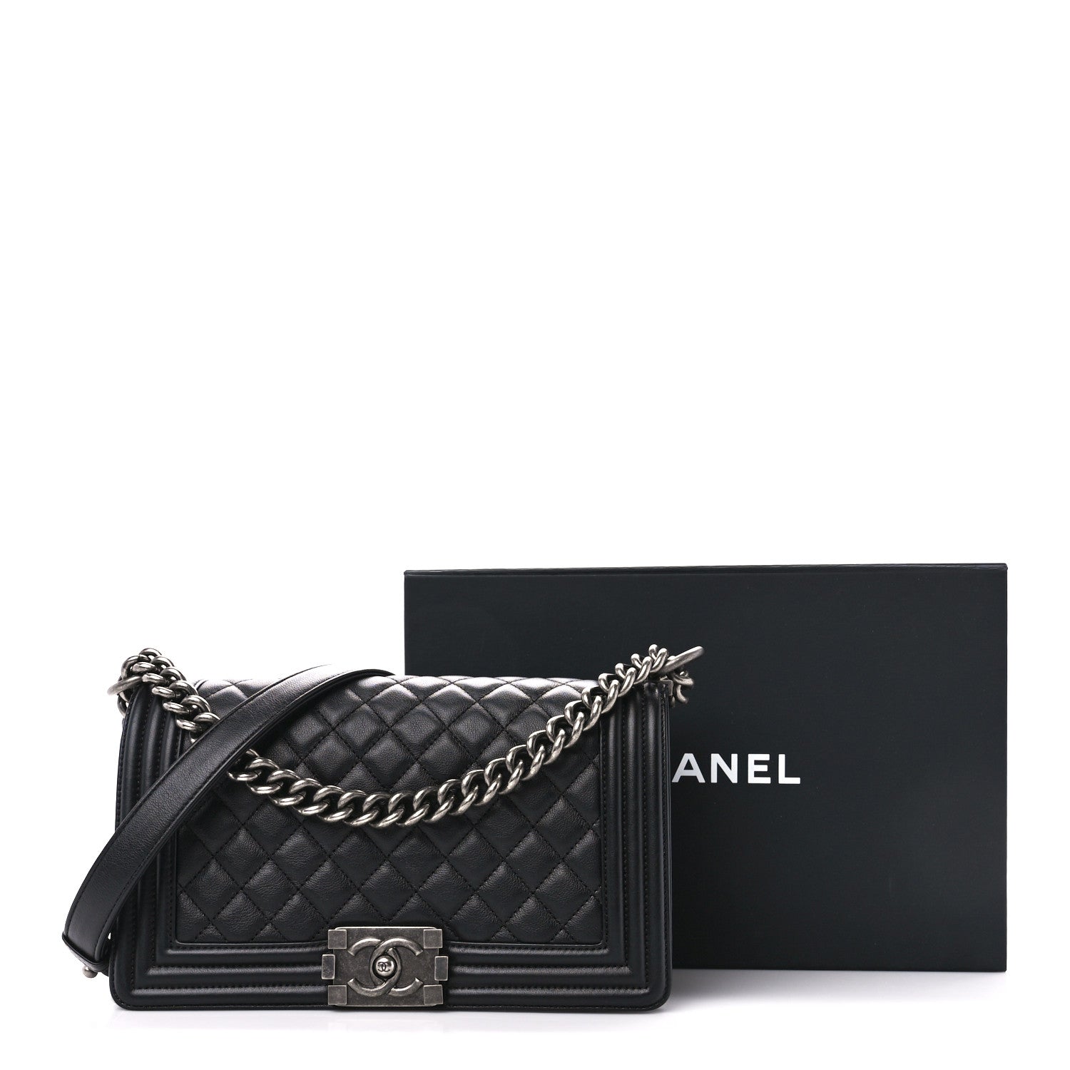 Chanel Calfskin Quilted Medium Boy Flap Black 11 of 11