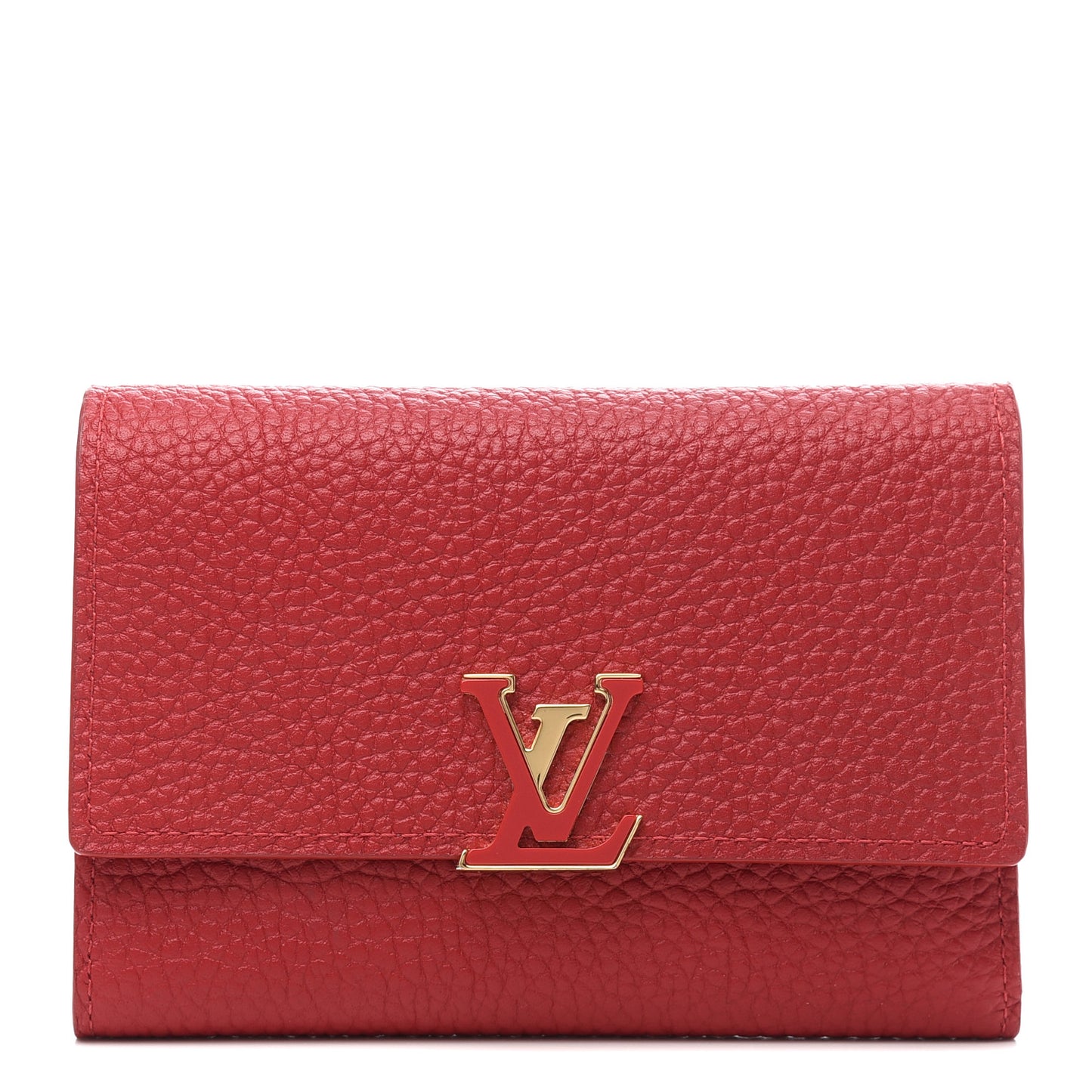 Taurillon Capucines Compact Wallet Rubis
