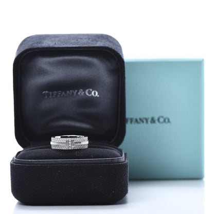 Tiffany 18K White Gold Diamond T Two Wide Ring 49 5 7 of 7