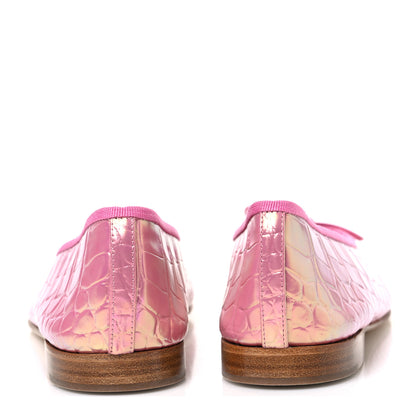 Chanel Iridescent Calfskin Crocodile Embossed Ballerina Flats 40 Pink 6 of 11