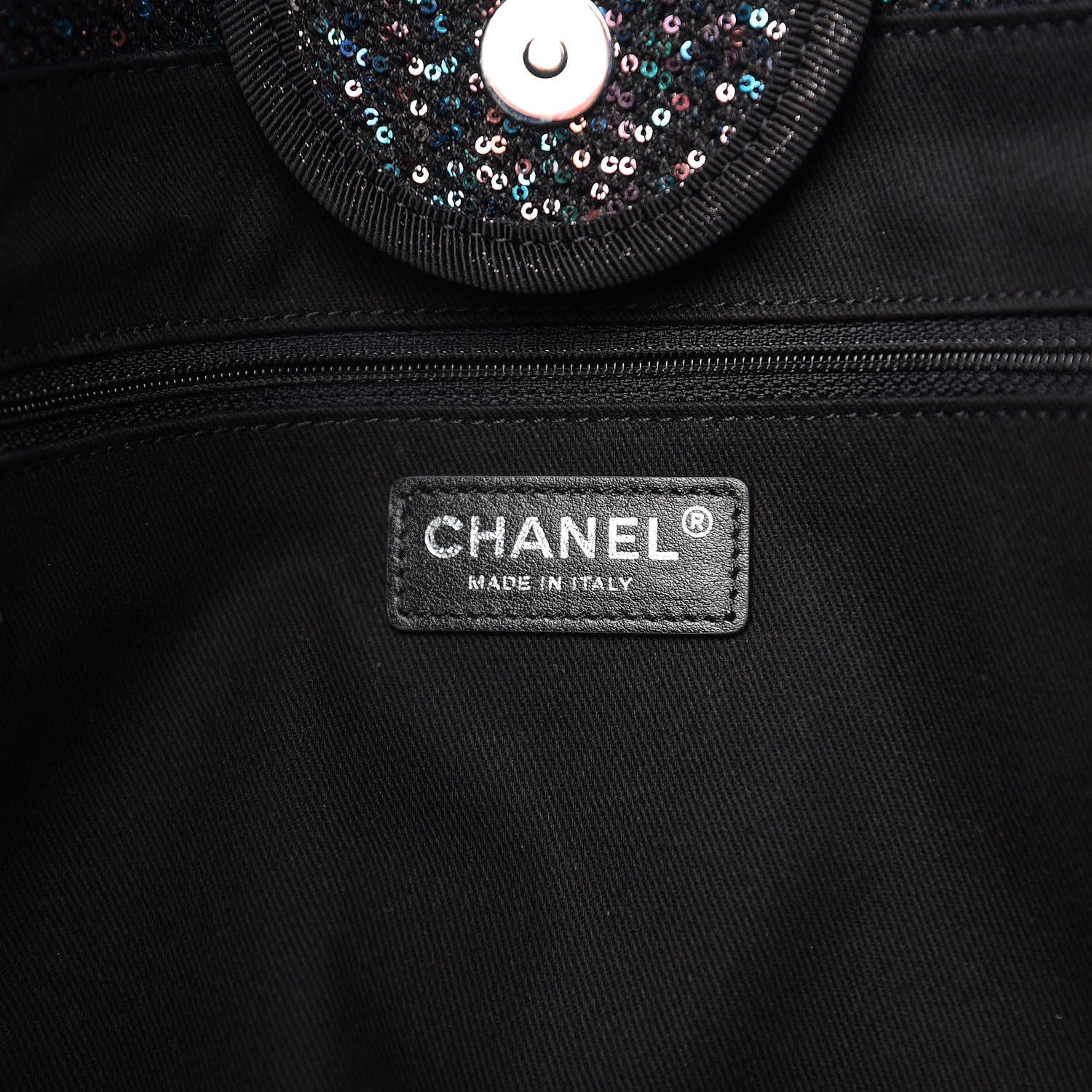 Chanel Calfskin Sequin Medium Deauville Tote Black 5 of 10