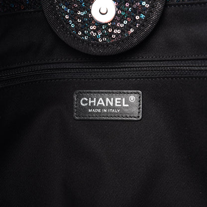 Chanel Calfskin Sequin Medium Deauville Tote Black 5 of 10