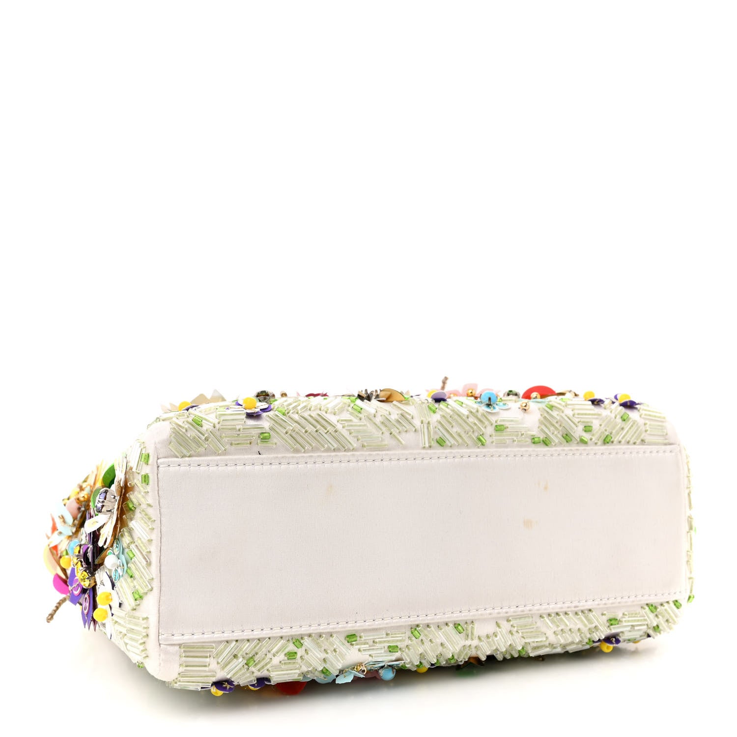 Christian Dior Satin Beaded Floral Embroidered Mini Lady Dior White Multicolor 4 of 19