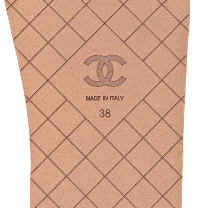Chanel Fabric Rubber Coco Slides 38 Beige White 7 of 11