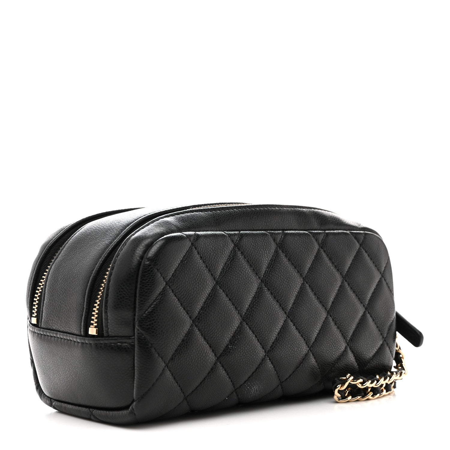 Chanel Caviar Quilted Toiletry Case With Chain Black 3 of 9