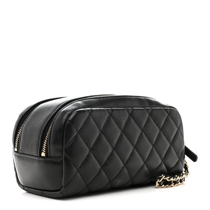 Chanel Caviar Quilted Toiletry Case With Chain Black 3 of 9