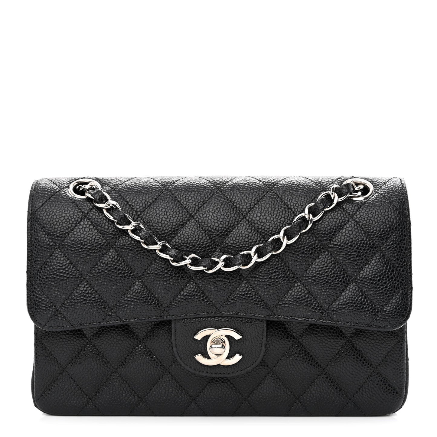 Caviar Quilted Small Double Flap Black