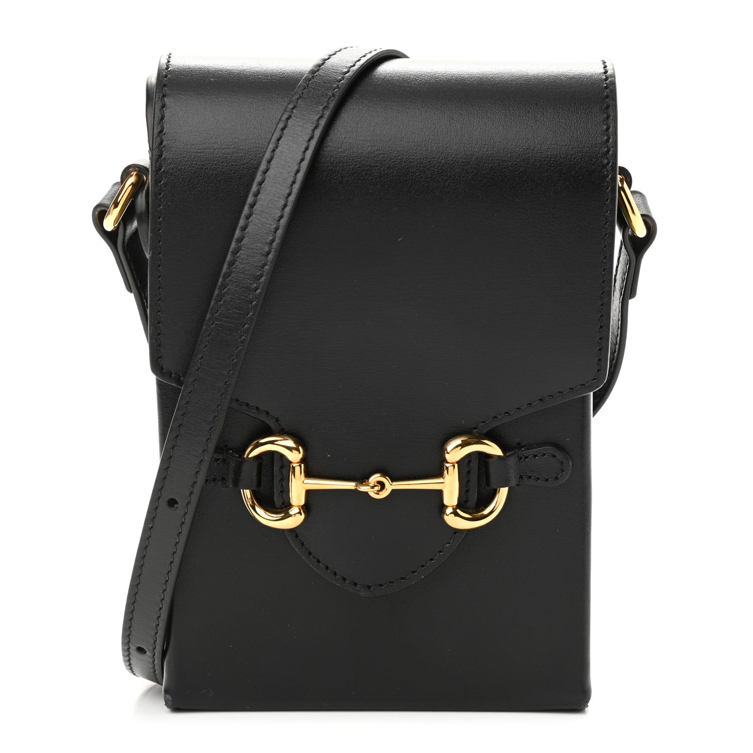 Gucci Boarded Plutone Calfskin Mini Horsebit 1955 Crossbody Bag Black 1 of 12