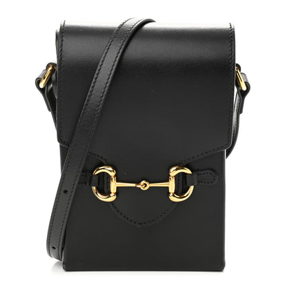 Gucci Boarded Plutone Calfskin Mini Horsebit 1955 Crossbody Bag Black 1 of 12