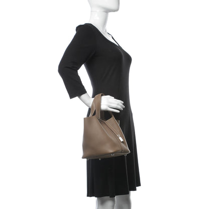 Hermes Taurillon Clemence Picotin Lock 18 PM Etoupe 2 of 6