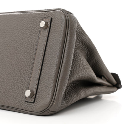 Hermes Taurillon Clemence Birkin 30 Etain 10 of 15