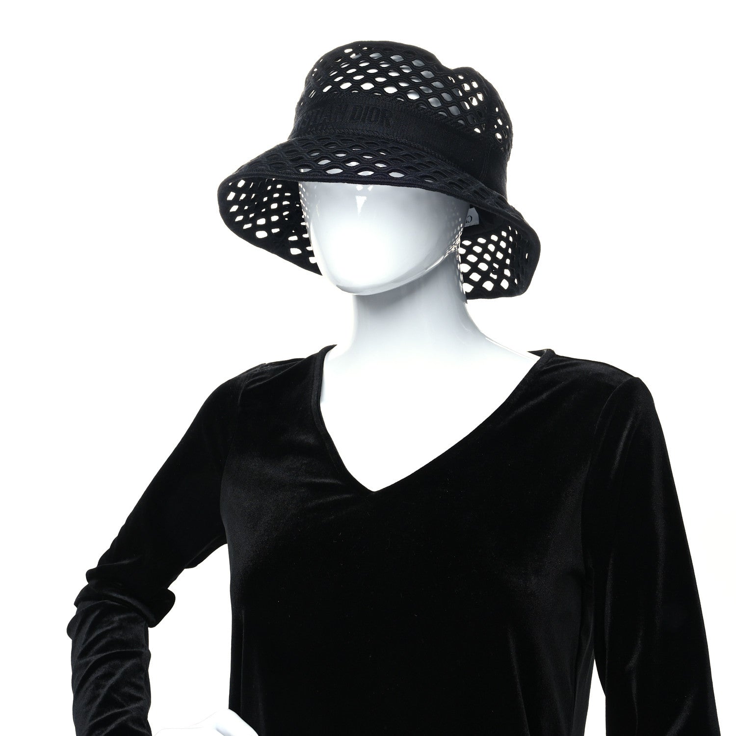 Christian Dior Mesh Small Brim Bucket Hat 58 Black 2 of 8
