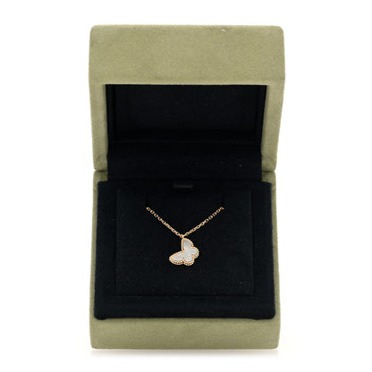 Van Cleef & Arpels 18K Yellow Gold Mother of Pearl Sweet Alhambra Butterfly Pendant Necklace 5 of 5