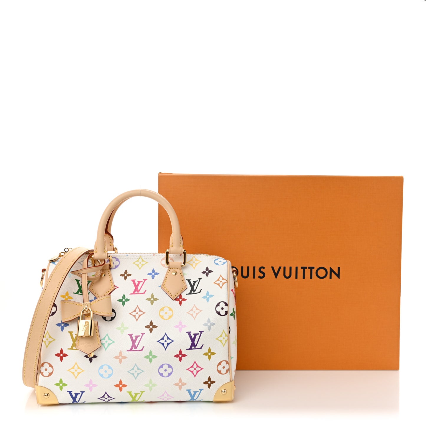 LV X TM Monogram Multicolor Speedy Bandouliere 25 White