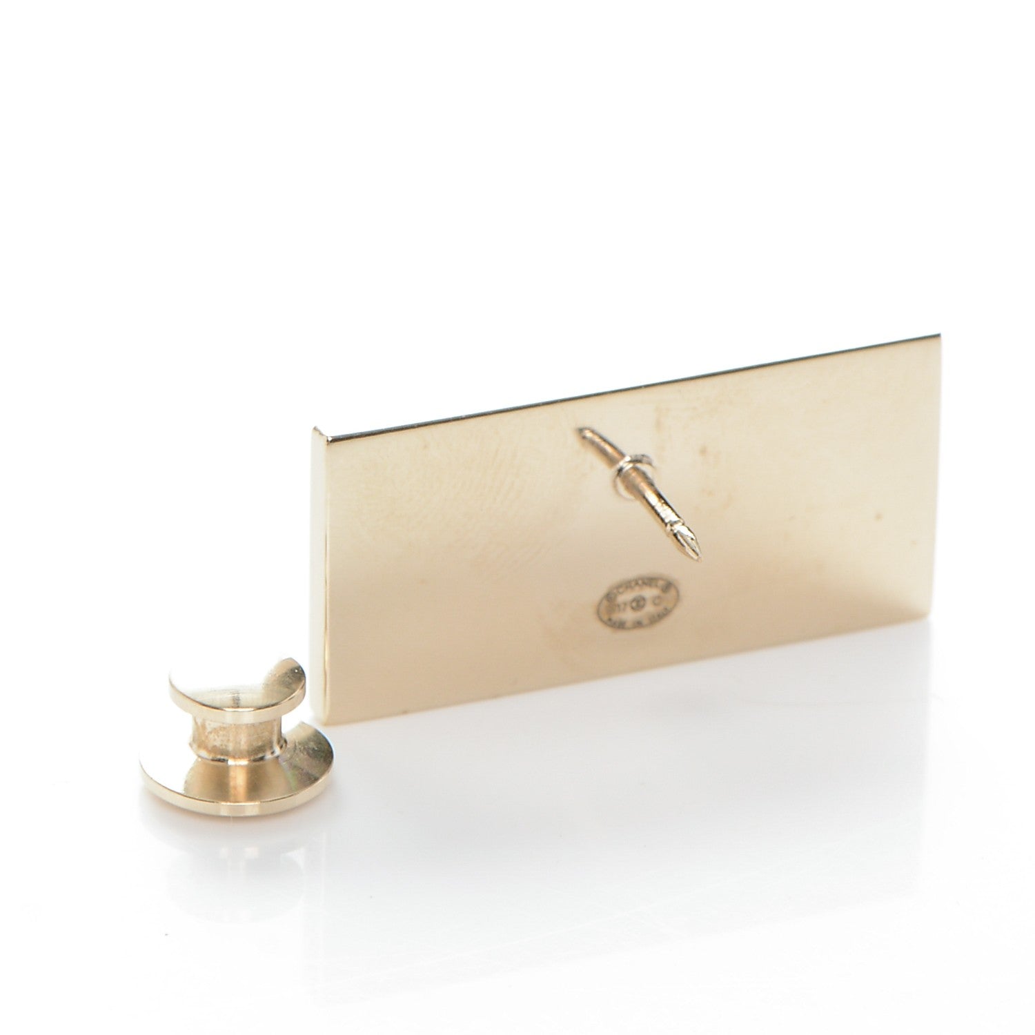 Chanel Metal Resin Pearl Coco License Plate Brooch Black Gold 3 of 4