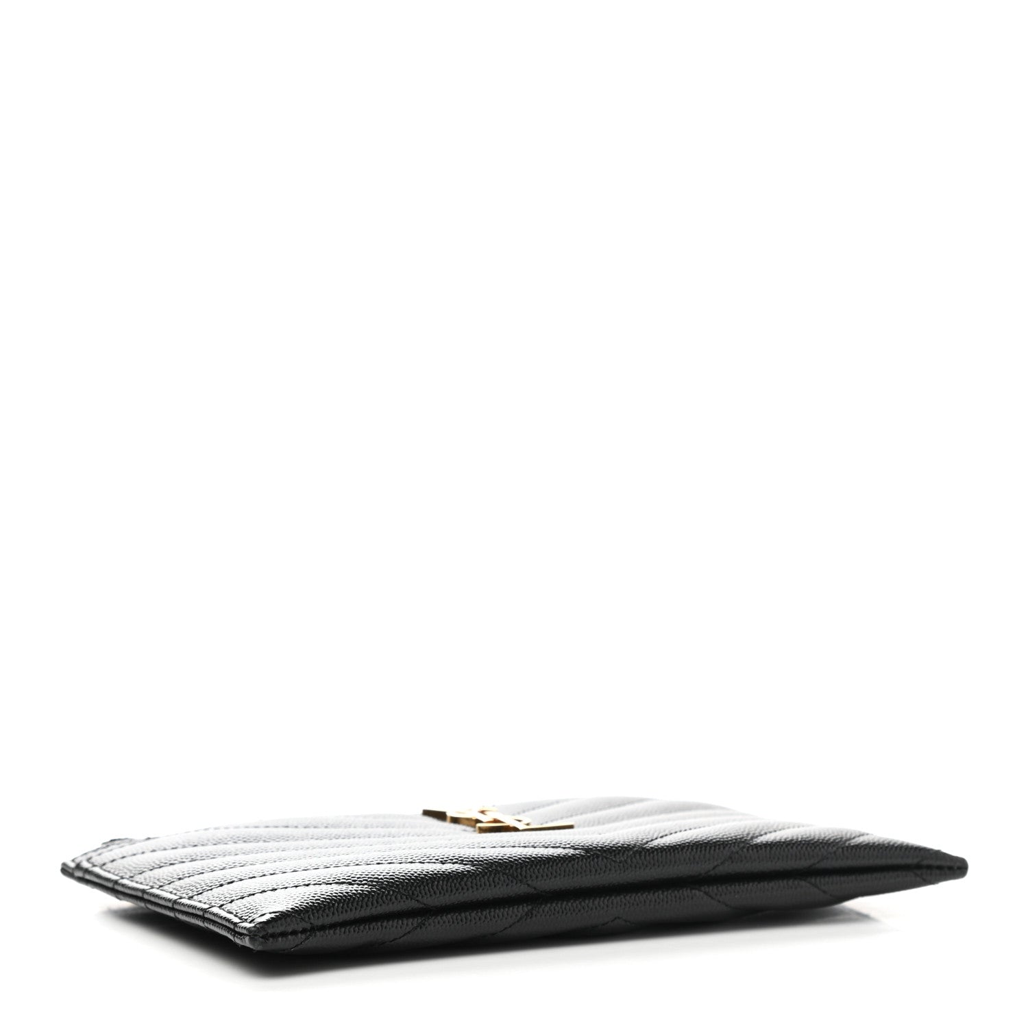 Saint Laurent Grain De Poudre Chevron Monogram Bill Pouch Black 4 of 7