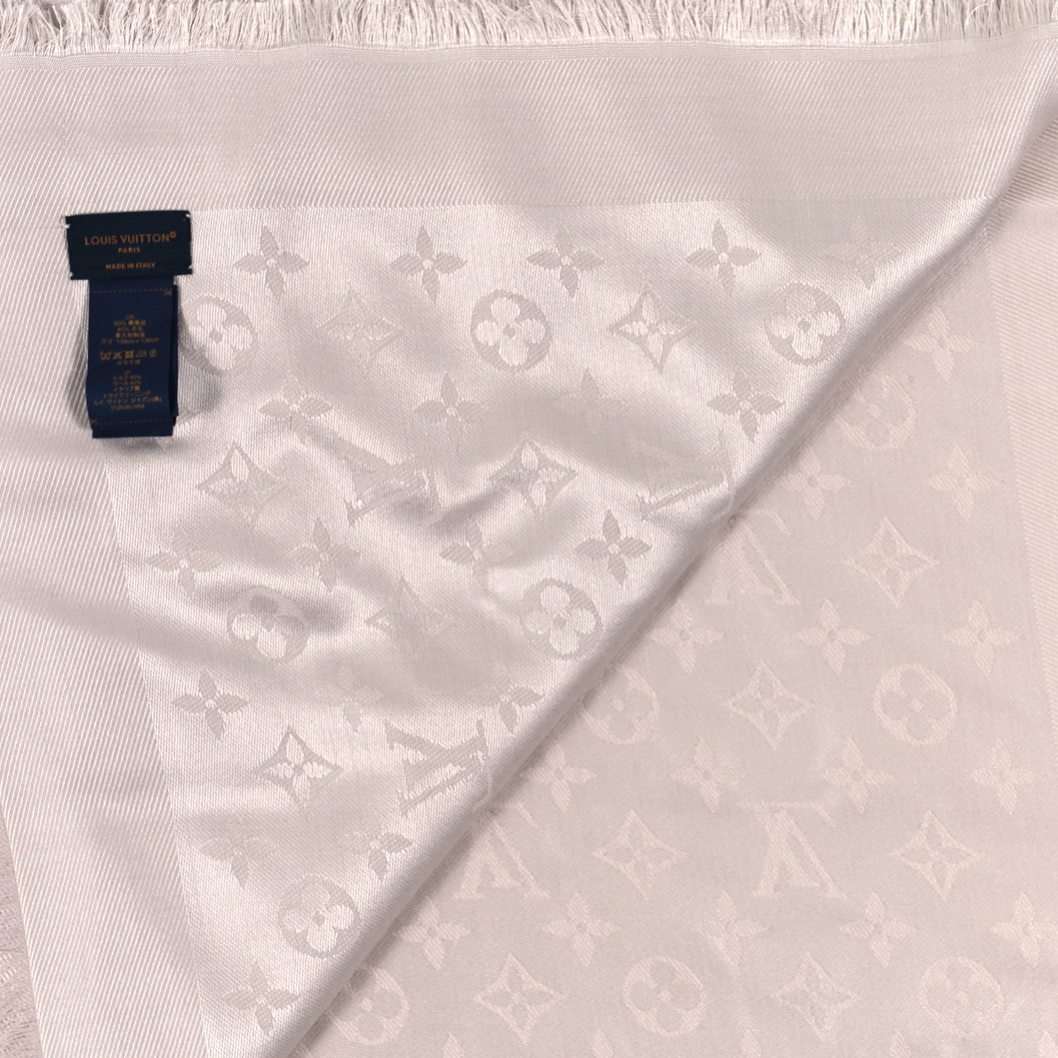 Louis Vuitton Silk Lurex Wool Monogram Shine Shawl Gris Perle 3 of 3