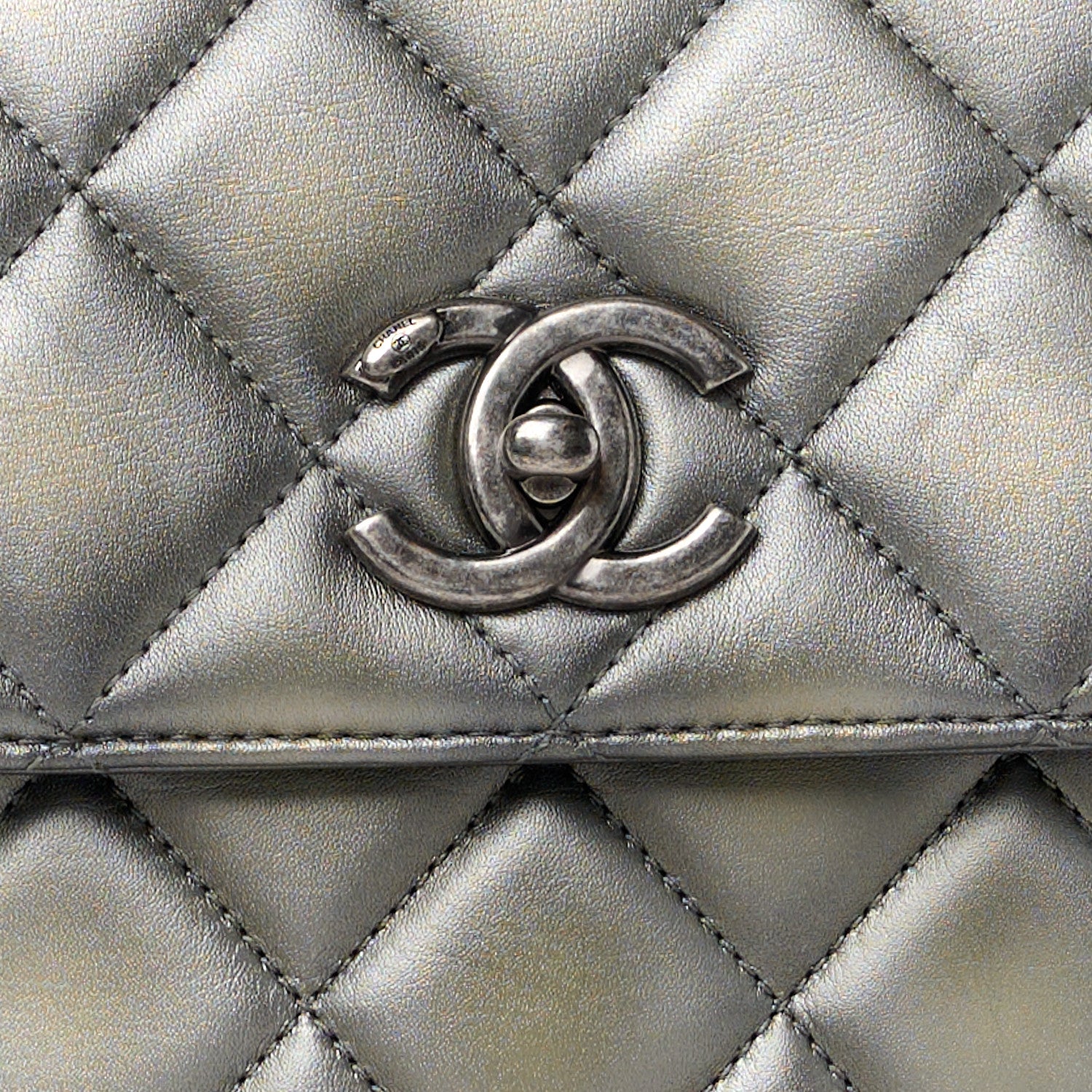 Chanel Metallic Faded Calfskin Quilted Small Trendy CC Dual Handle Flap Bag Silver Gold 11 of 15