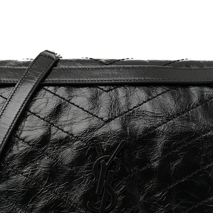 Saint Laurent Crinkled Calfskin Matelasse Monogram Large Niki Chain Satchel Black 8 of 12
