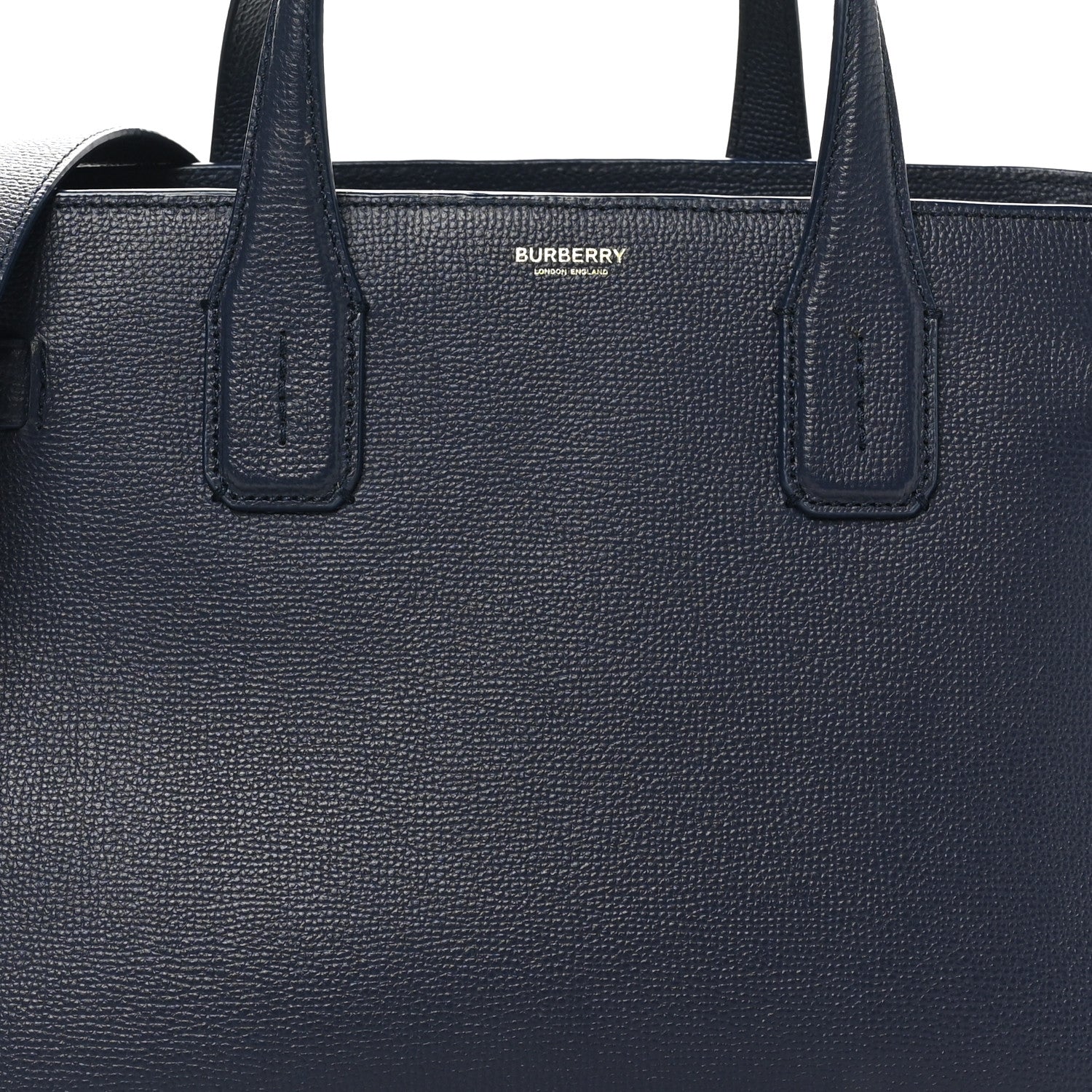 Burberry Derby Calfskin Vintage Check Medium Banner Tote Regency Blue 7 of 9