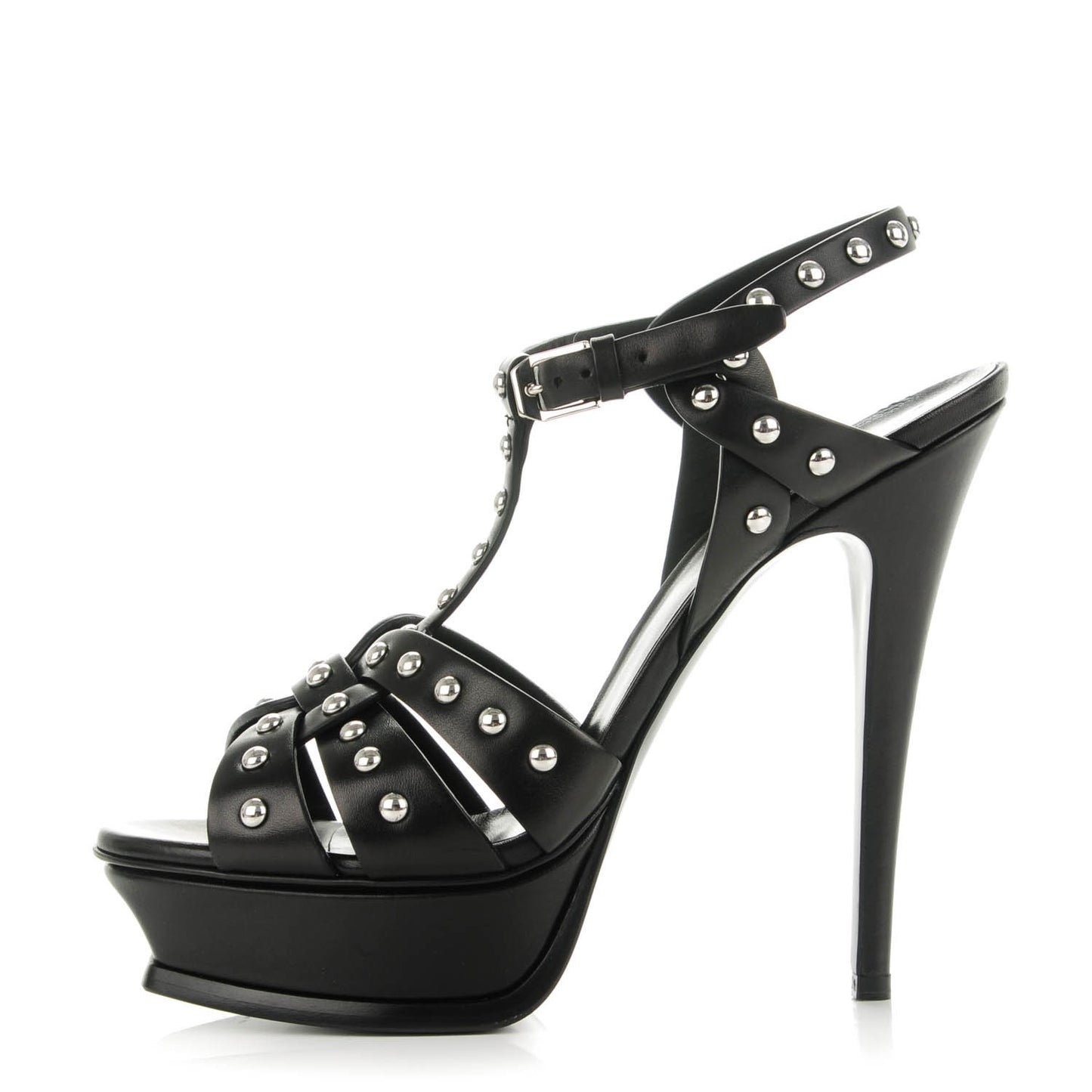 Calfskin Tribute 105 Studded Platform Sandals 39 Black