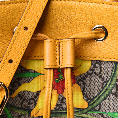 Gucci GG Supreme Monogram Flora Small Ophidia Bucket Bag Beige Multicolor Crop 9 of 12