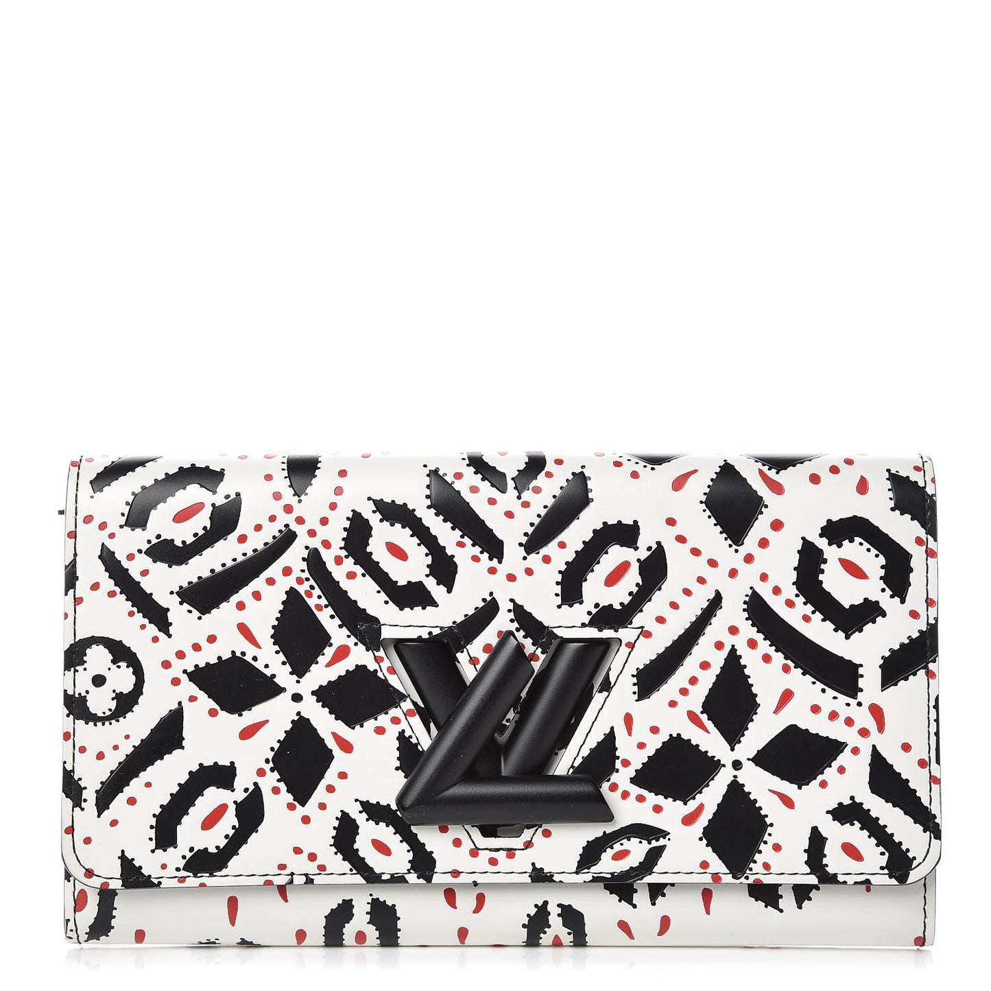 Calfskin Graphic Print Twist Wallet