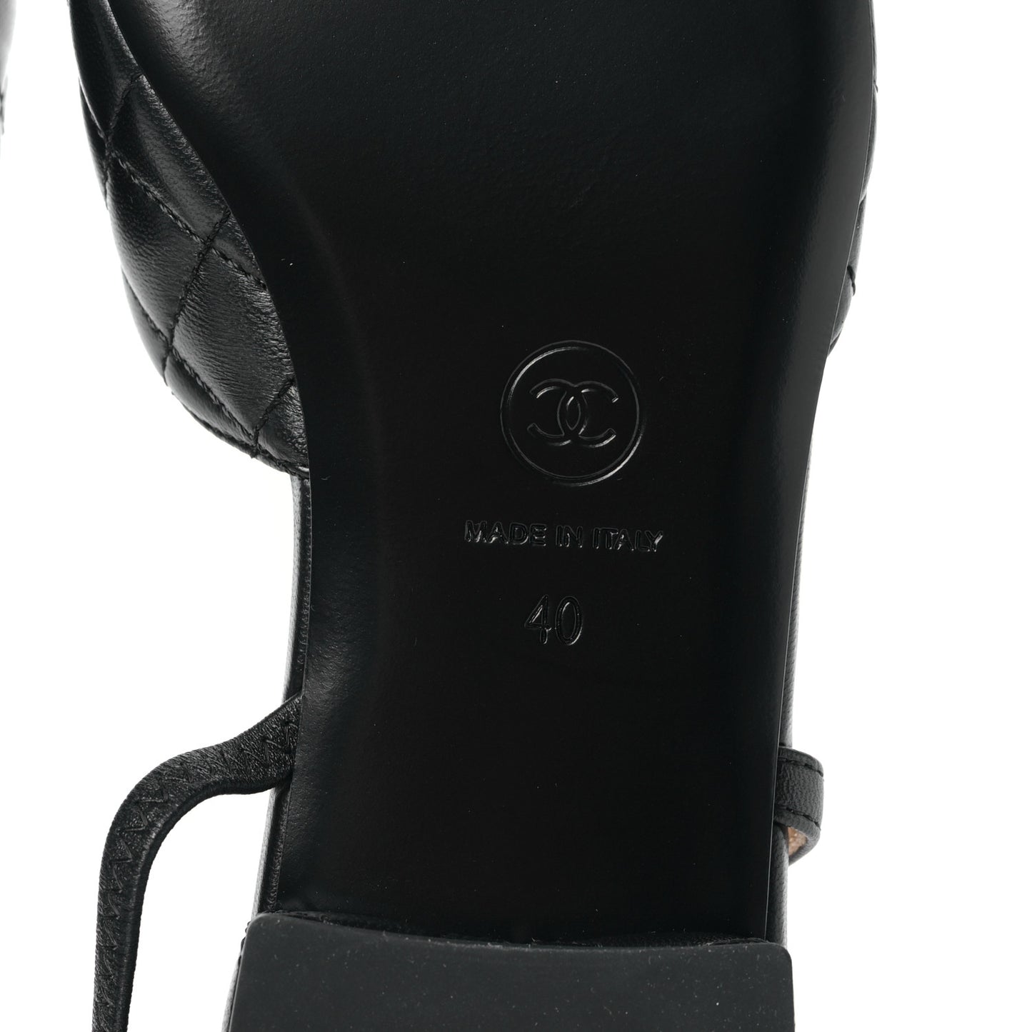 Lambskin Patent Cap Toe CC Slingback Flats 40 Black