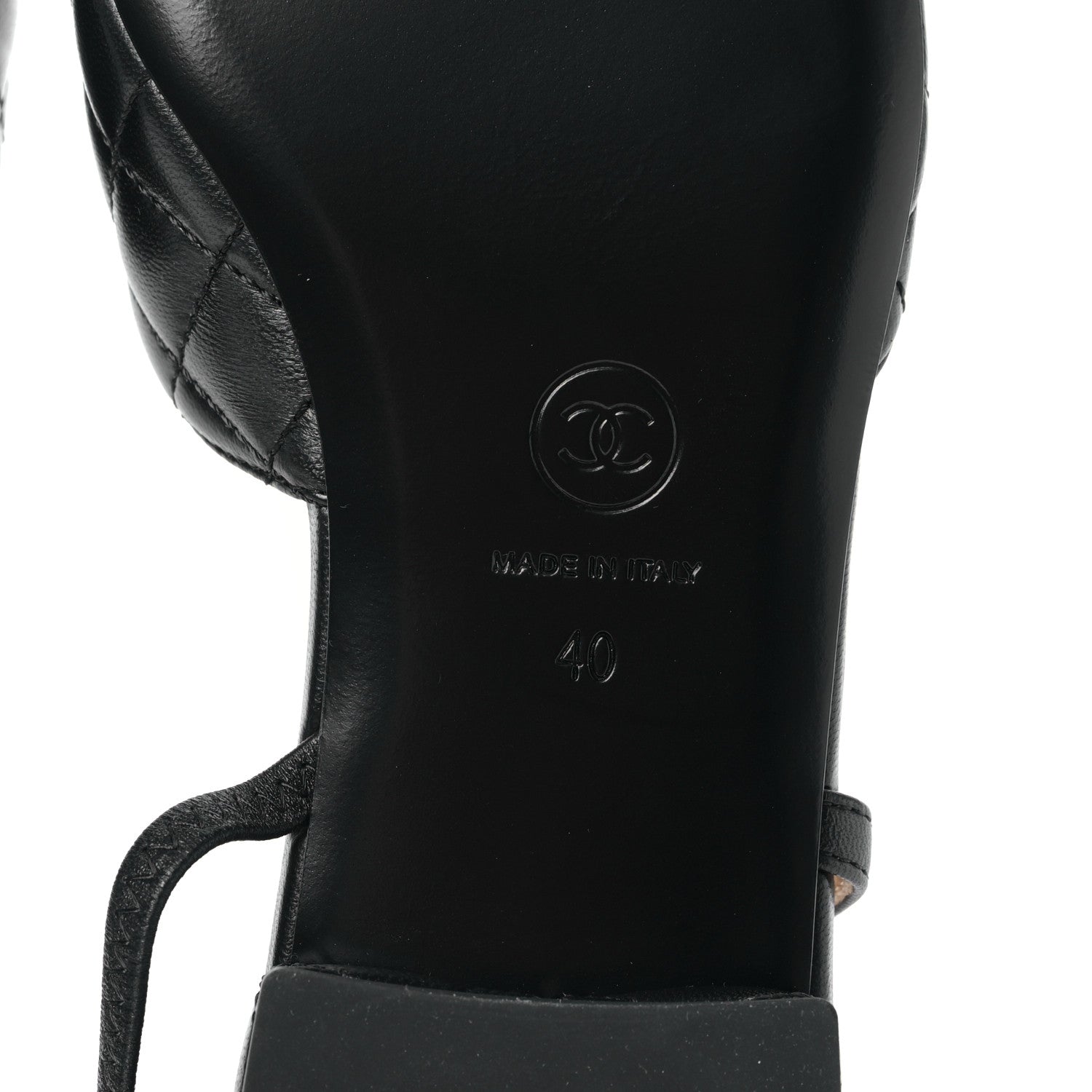 Chanel Lambskin Patent Cap Toe CC Slingback Flats 40 Black 6 of 9