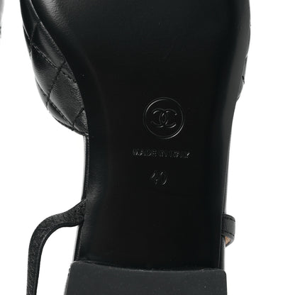 Chanel Lambskin Patent Cap Toe CC Slingback Flats 40 Black 6 of 9