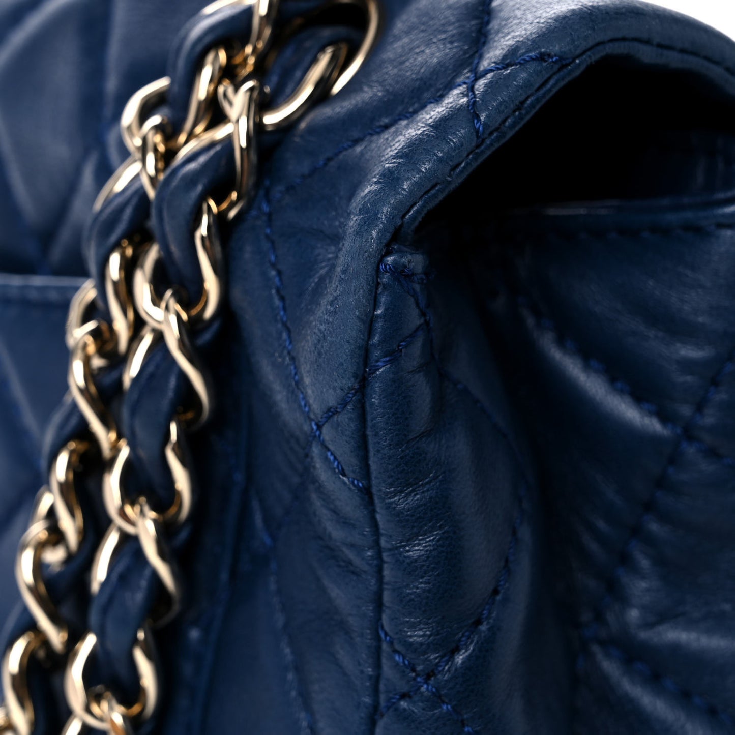 Lambskin Quilted XL Jumbo Single Flap Blue