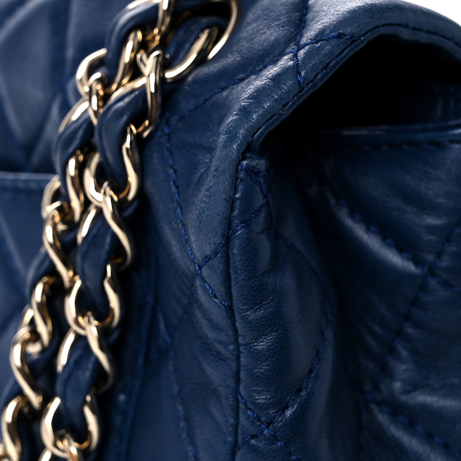 Chanel Lambskin Quilted XL Jumbo Single Flap Blue 15 of 15