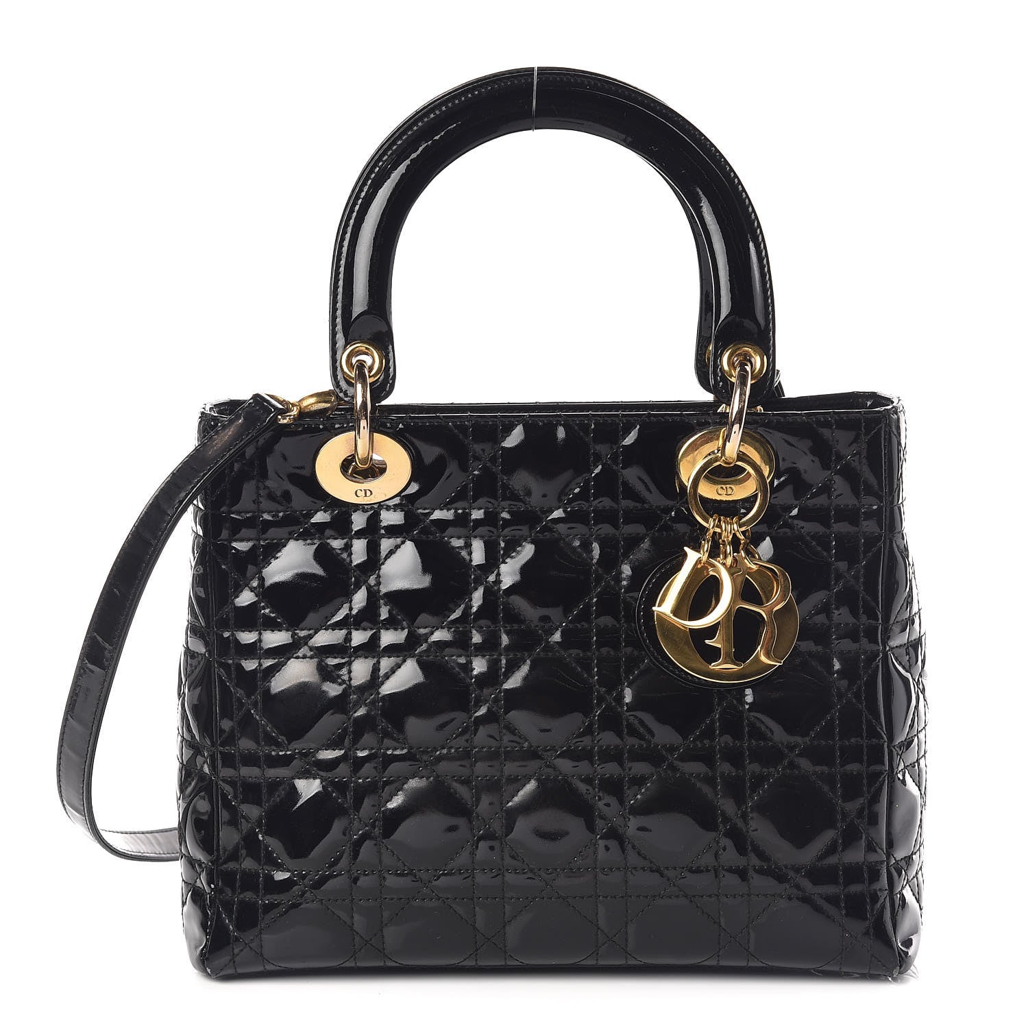 Christian Dior Patent Cannage Medium Lady Dior Black 1 of 13