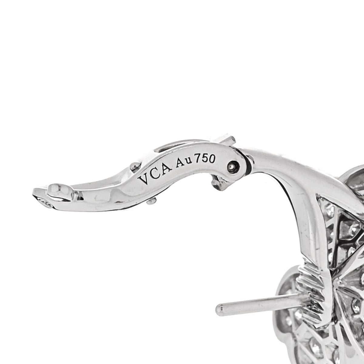 Van Cleef & Arpels 18K White Gold Diamond Small Frivole Pave Earrings 4 of 5