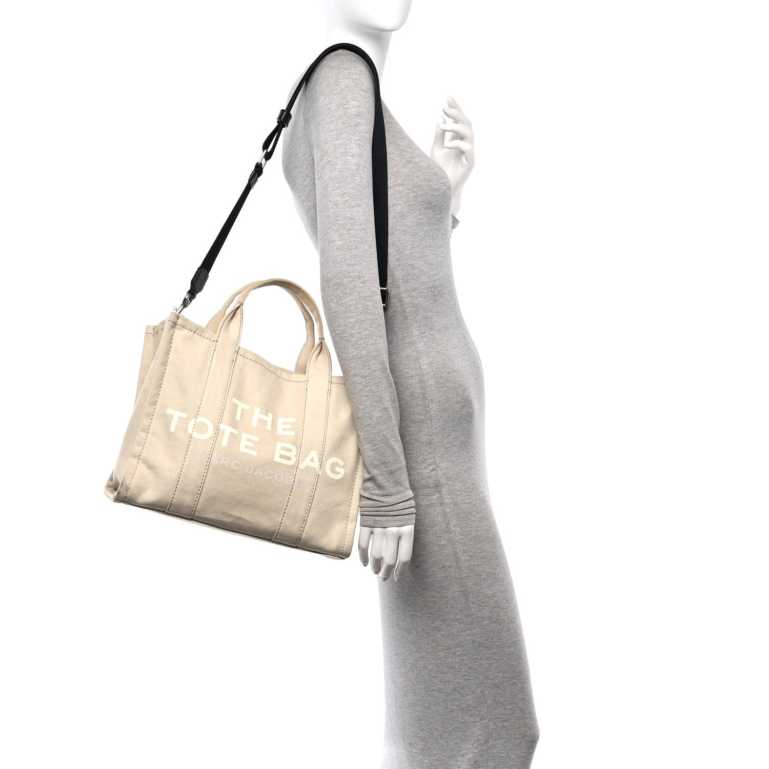Marc Jacobs Cotton Canvas Medium The Traveler Tote Bag Beige 2 of 11