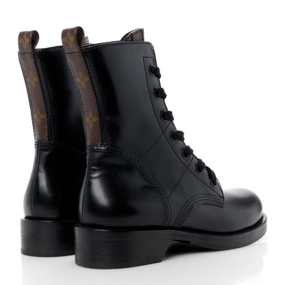 Louis Vuitton Calfskin Monogram Metropolis Flat Ranger Boots 37.5 Black 5 of 11