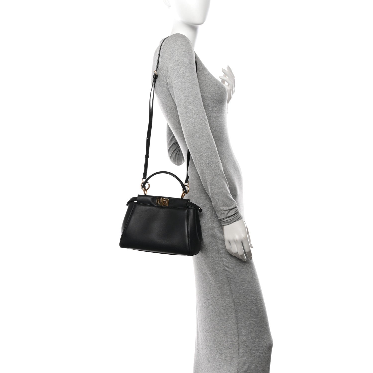 Fendi Nappa Mini Peekaboo Iconic Satchel Black 2 of 12