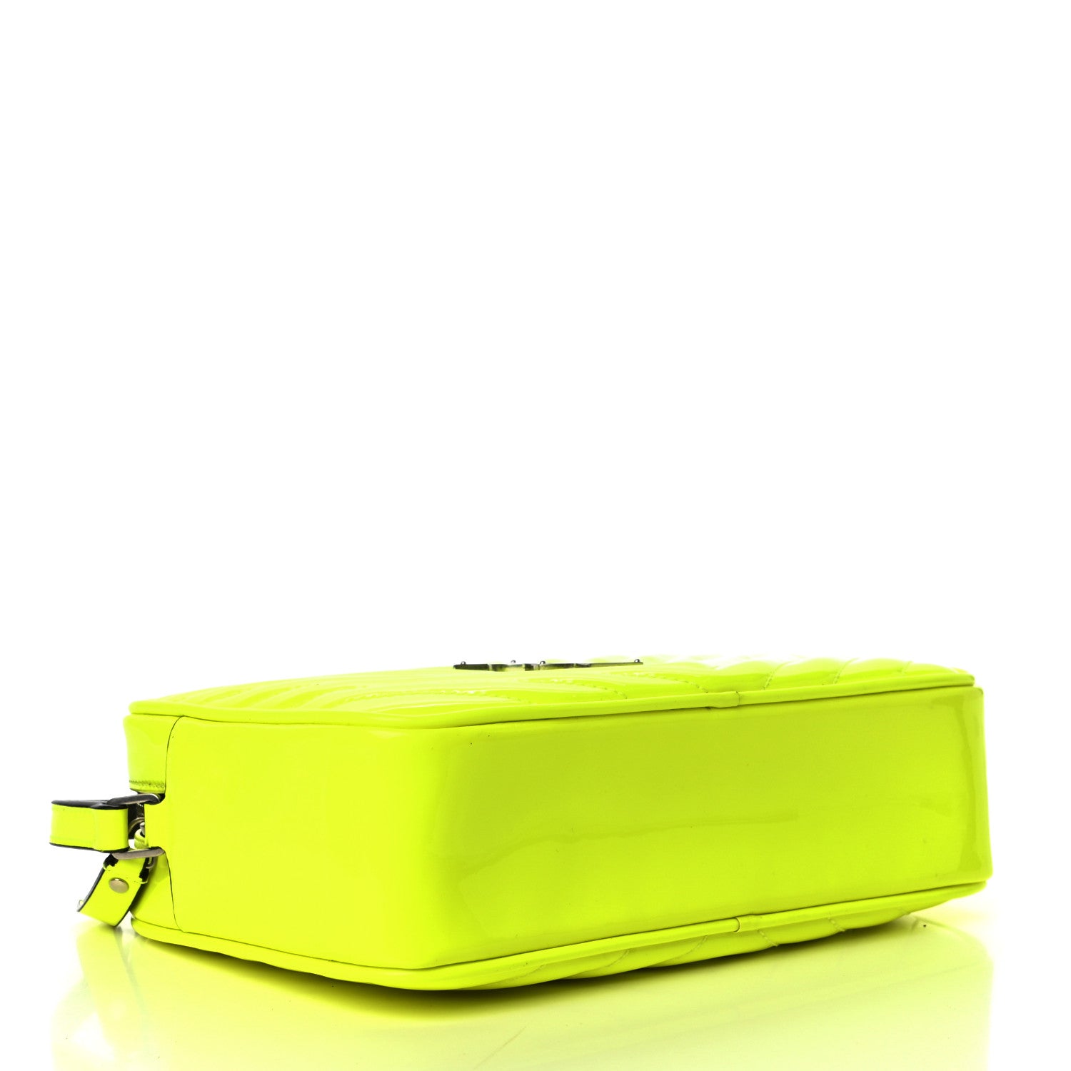 Saint Laurent Patent Calfskin Matelasse Monogram Lou Camera Bag Neon Yellow 4 of 10