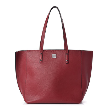MCM Pebbled Calfskin Tote Ruby 1 of 13