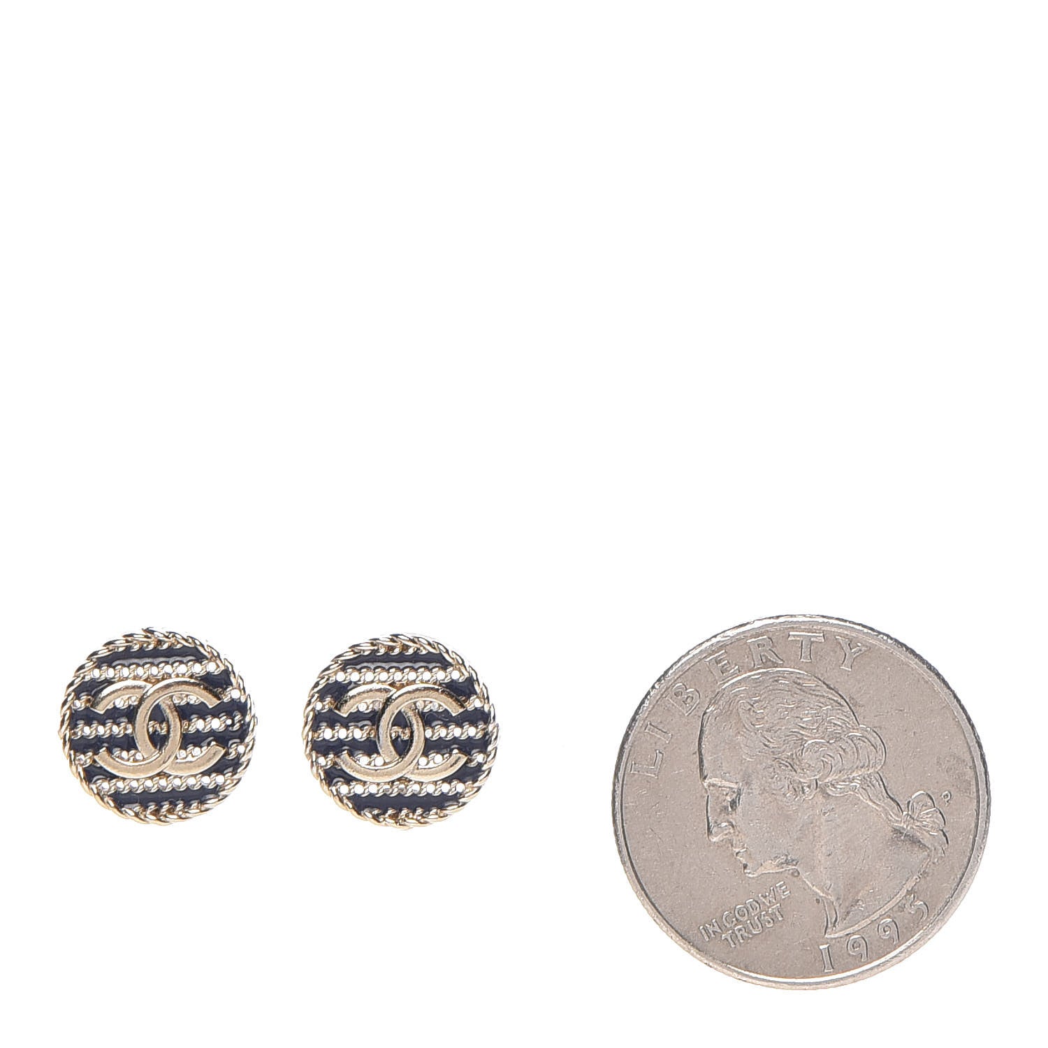 Chanel Enamel CC Earrings Blue Gold 2 of 5